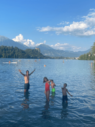 Bañito en el lago Bled