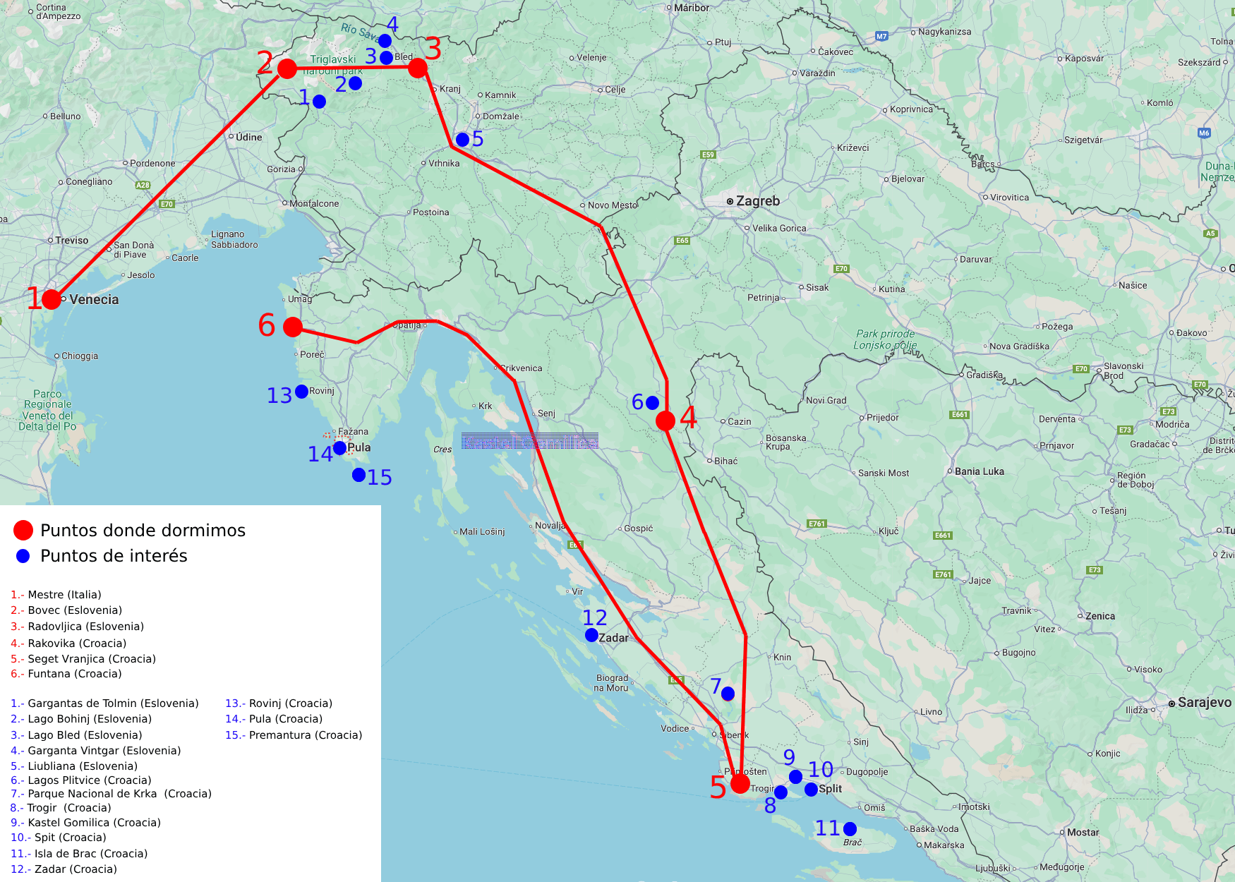Ruta en coche por Eslovenia y Croacia